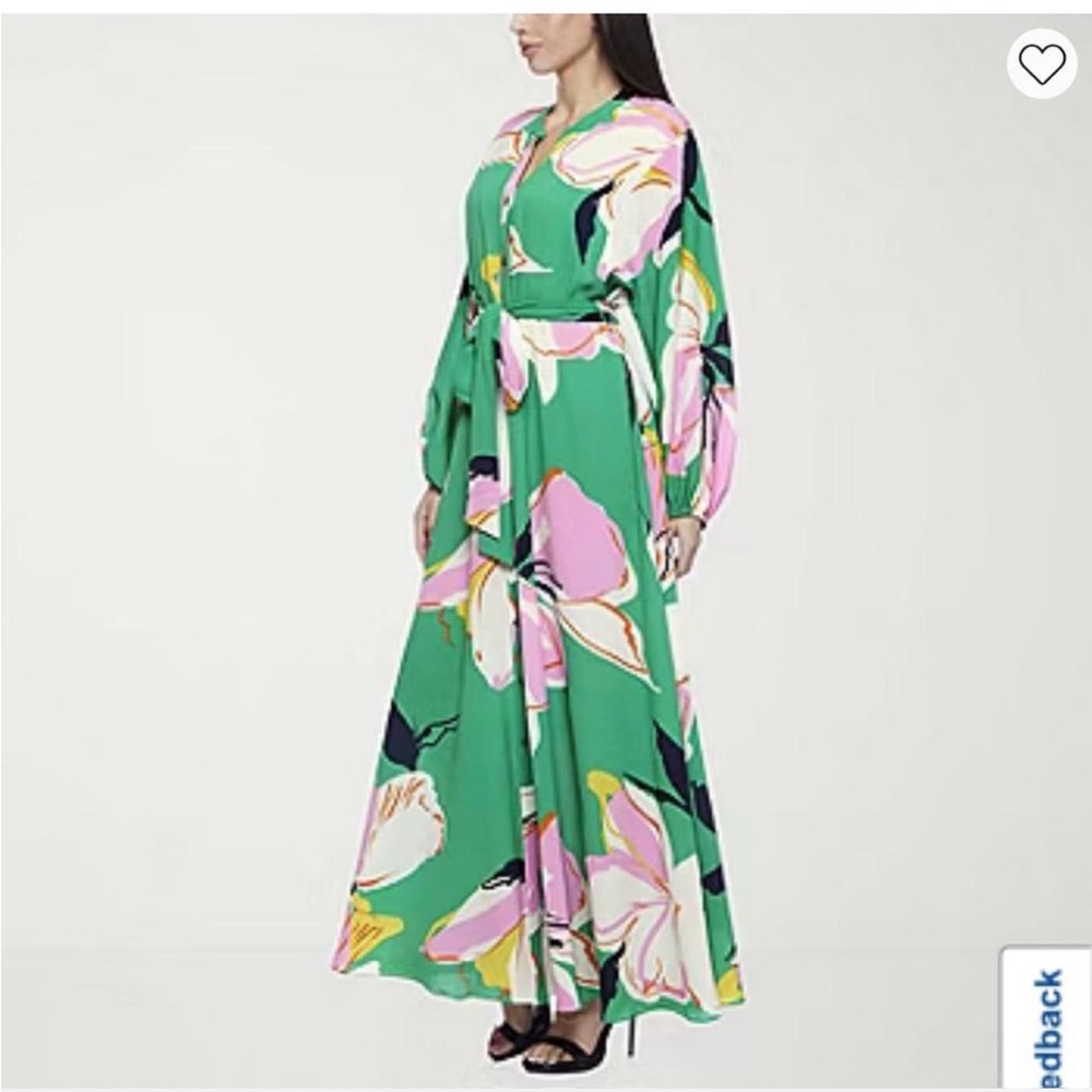 NWNT Premiere Amour Green Floral Long Sleeve Maxi Dress - Size 4 - Picture 3 of 5